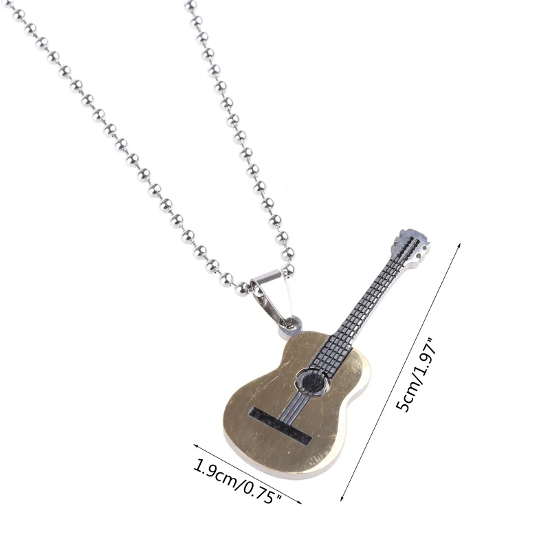 Guitar Musical Necklace Pendant Stainless Steel Jewellery Black/Gold/Silver D5QB image 6