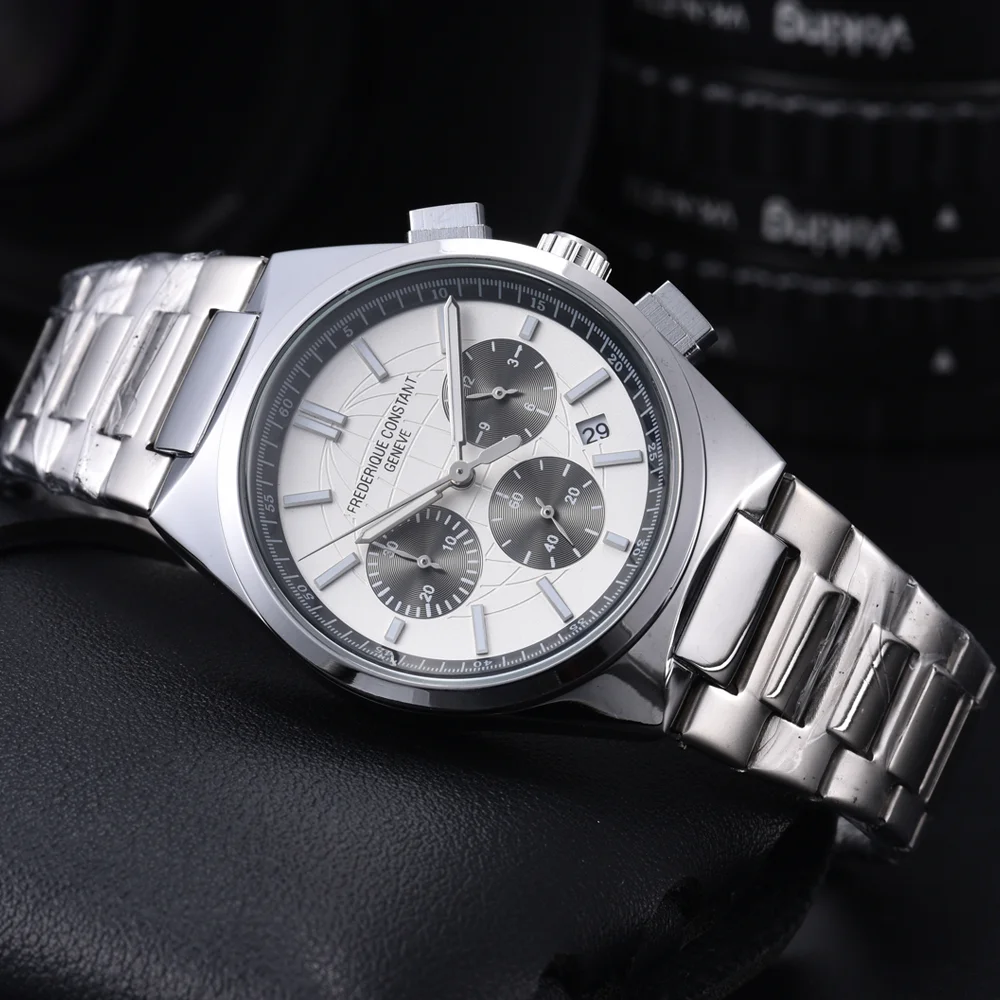 Business New Top AAA Hot Sale Frederique Constant Brand Watches For Mens Multifunctional Auto Date Quartz Wristwatch AAA Clocks