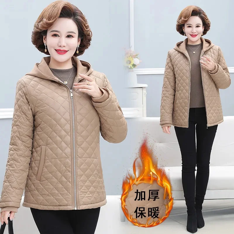 Mom\'s Cotton Coat Women\'s 2023 New Middle Old Age Winter Fashionable Small Cotton Coat with Cotton Thickening Casual Cotton Coat