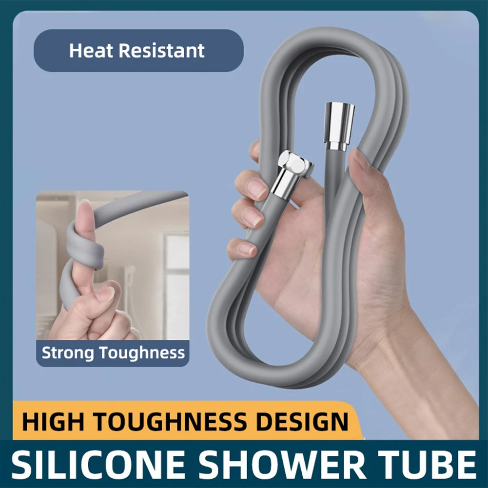 1pcs 1.5M Silicone Flexible Shower Hose Anti-Winding Extension High Pressure Pipe Showerhead Bathroom Accessories