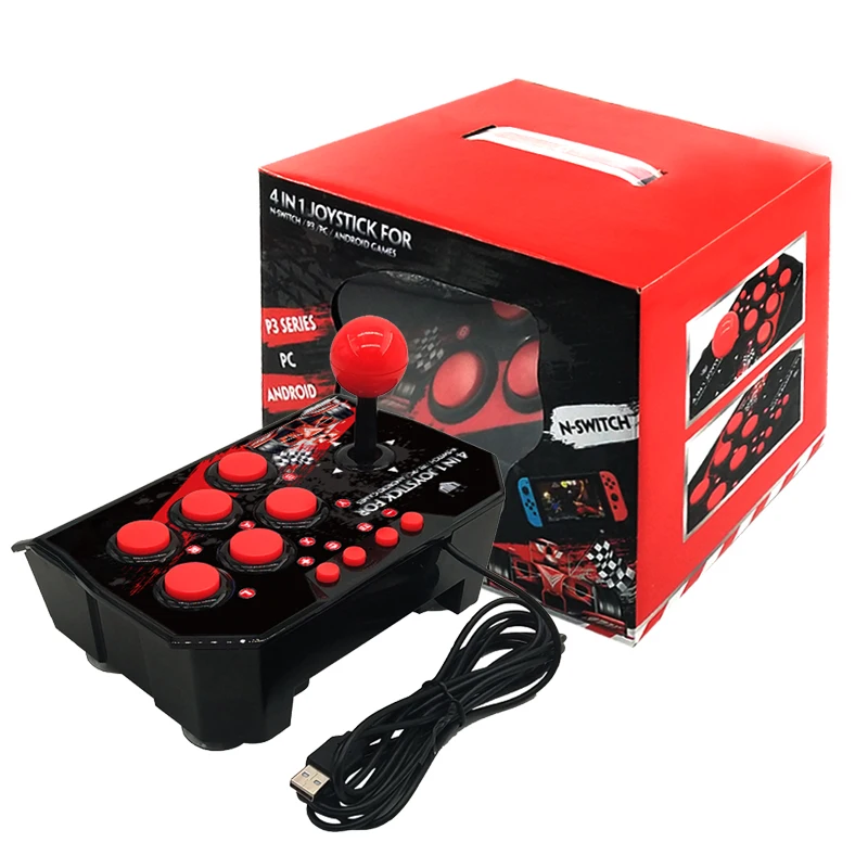 GAMINJA 4-in 1Game Joystick Met 3M USB Kabel TURBO Games Console Rocker Arcade Station Voor Nintendo schakelaar Android TV PS3 PC