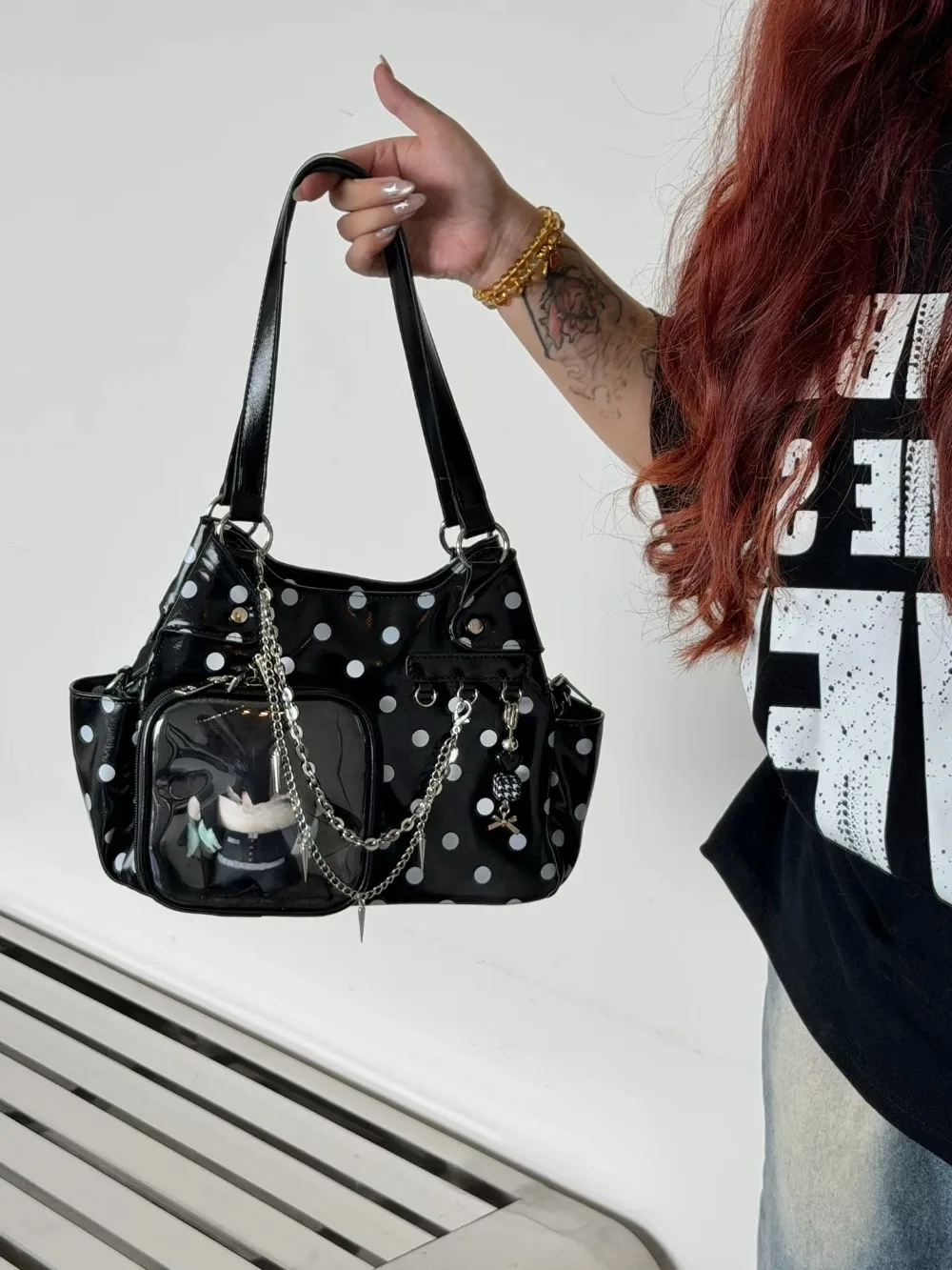 Japanese Polka Dot Ita Bag Korean Style Bolsa Sweet Cool Bolsas Feminina Shoulder Crossbady Bag for Women Versatile Bolsos Mujer
