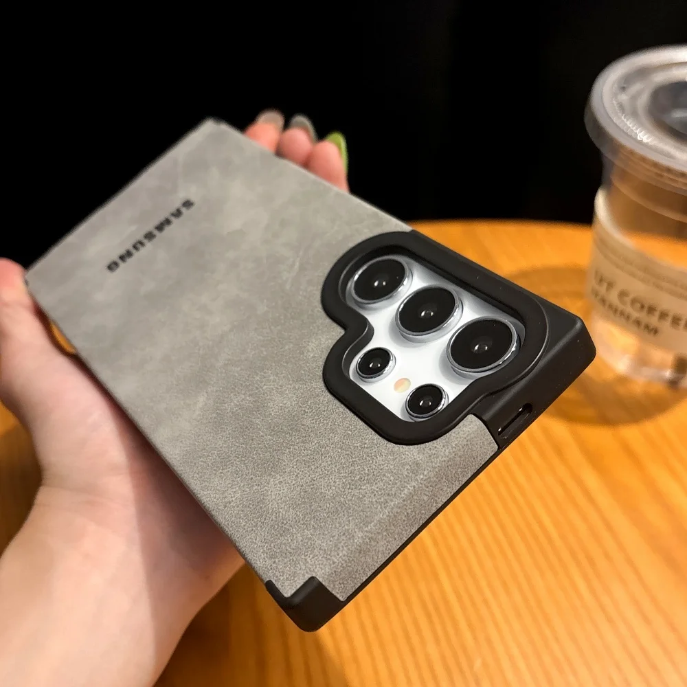 Luxury for Magsafe Matte Suede Leather Case For Samsung S26 S24 S25 S23 Ultra Plus Magnetic Wireless Cahrging Protection Case