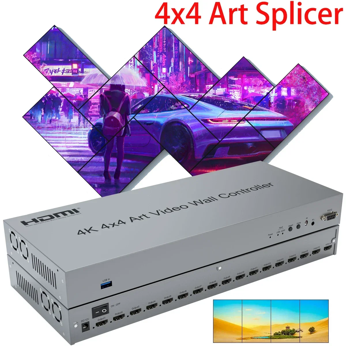 

HD 4K 4x4 HDMI Art Splicing Video Wall Controller TV Splicer 3x3 2x2 2x3 2x4 3x4 1x4 5x1 Multi Vertical Screen TV Wall Processor