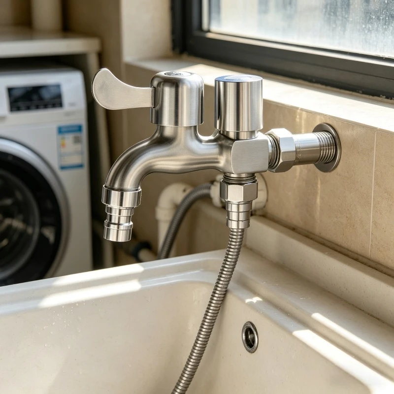 Grifo de Doble Control y Doble Salida de Acero Inoxidable, Grifo Bidet de Una Entrada y Dos Salidas para Baño