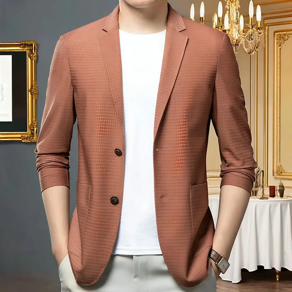 

Effortles Men Suit Jacket Stylish Seamless Pressing Technology Blazer Pink Navy Gray Black Outfits Summer Attire Business Casual