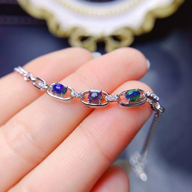 

Natural Opal sterling silver bracelet girls 2022 new light luxury boudoir hand accessories birthday gift for girlfriend