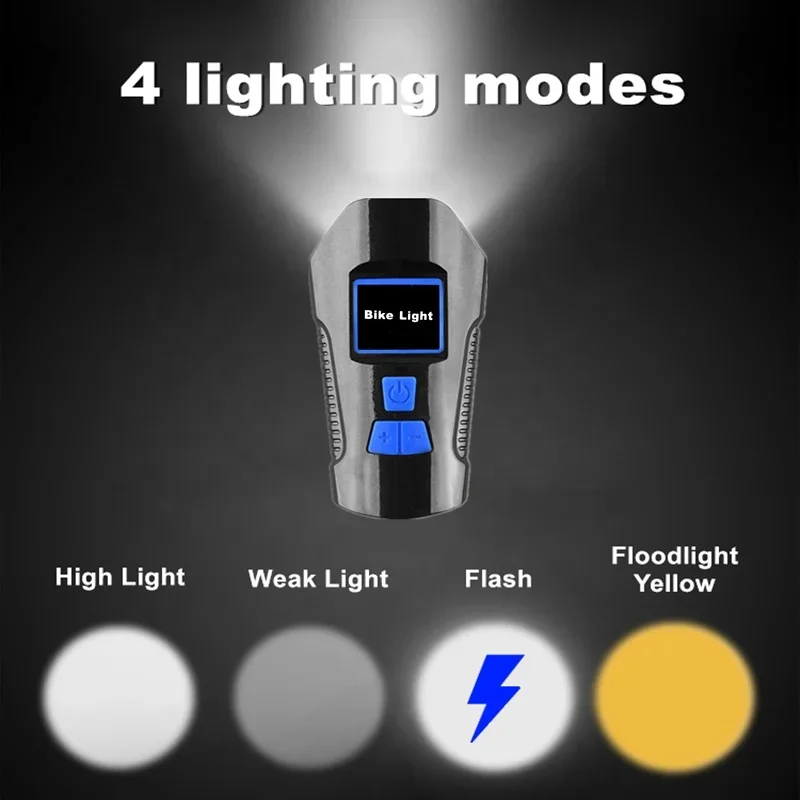 Odômetro e velocímetro recarregável, luz de bicicleta com computador, à prova de chuva, à prova d'água, farol de bicicleta mtb para passeios noturnos