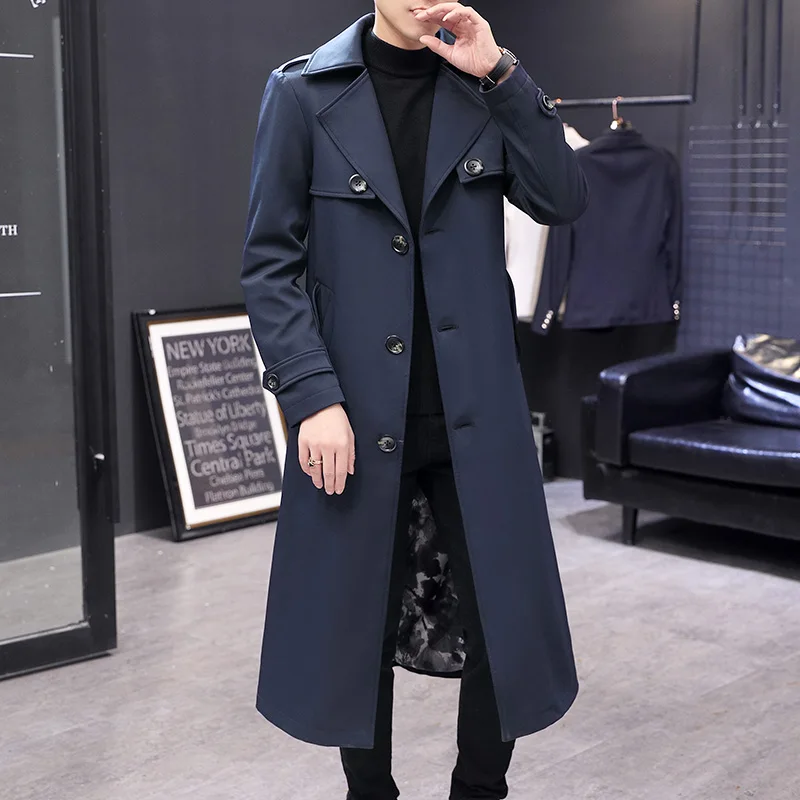 X-long Blackish Green Steampunk Style Clothing Slim Fit Trench Coat Man Classic Retro British Style Overcoats Mens Long Jackets