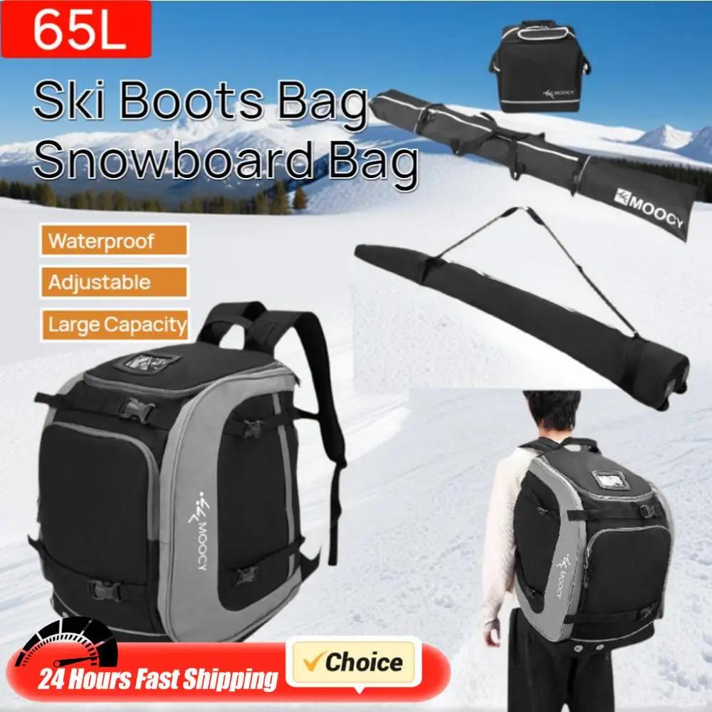 

65L Large Capacity Ski Backpack Boot Bag Waterproof Adjustable Helmet Clothing Rucksack Wear-Resistant Snowboard Bag for Skiing