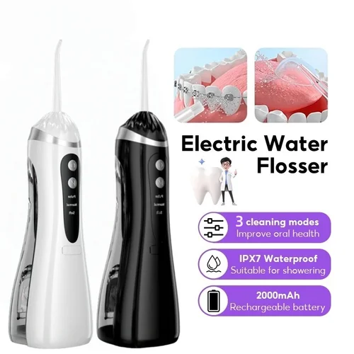 Imagen 1 del producto Irrigador Bucal Inalámbrico Portátil, 3 Modos de Limpieza, Impermeable, Recargable, Limpiador Dental con 4 Boquillas, Limpia Encías, Hilo Dental