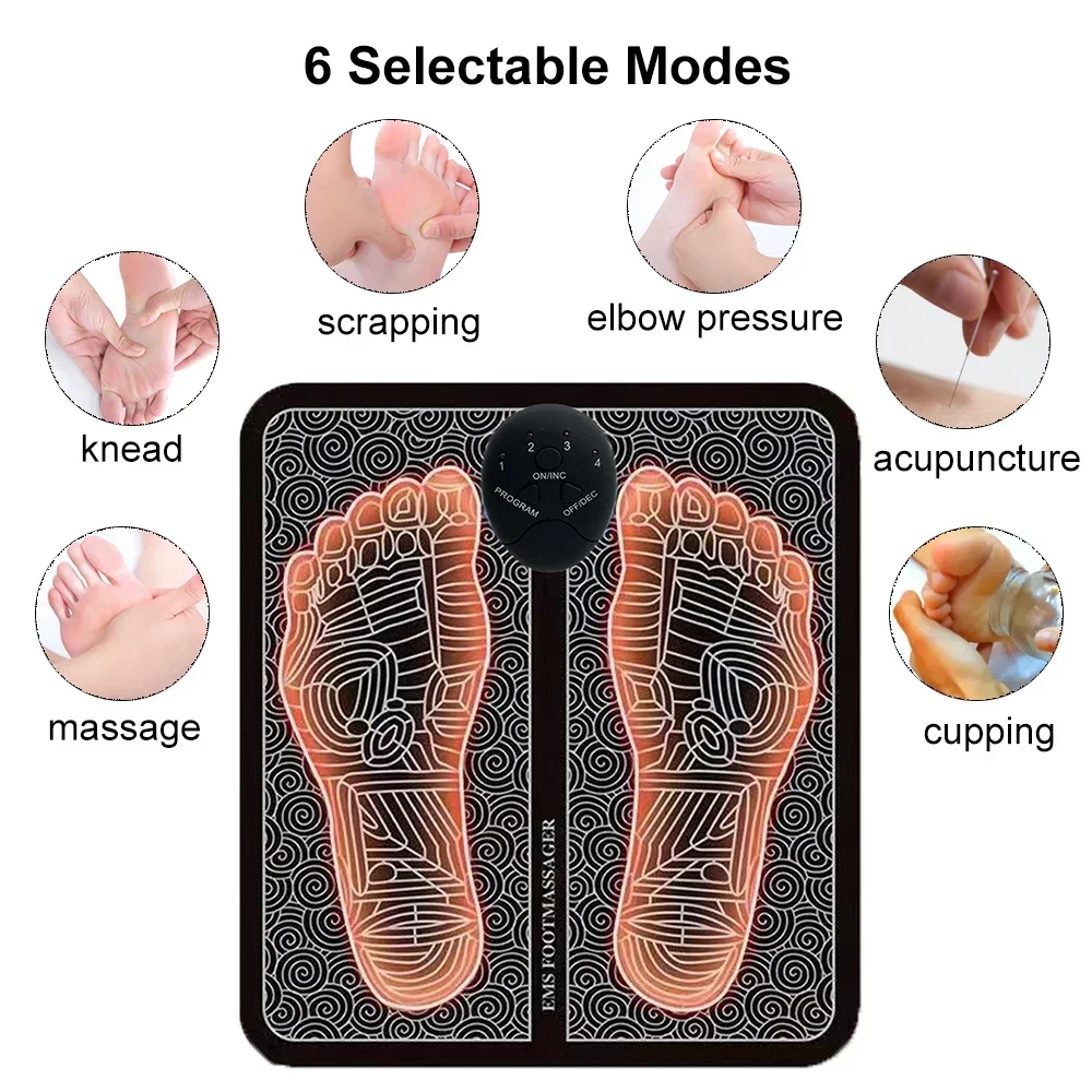 EMS Electric Foot Massager Pad Relief Pain Relax Feet Acupoints Massage Mat Shock Muscle Stimulation Improve Blood Circulation