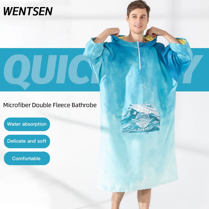 

Surf Beach Towel Male Diving Swimming in Summer Outdoor a Hooded Cloak Wind Drying Original Quick-drying Suck Water Bath Robe