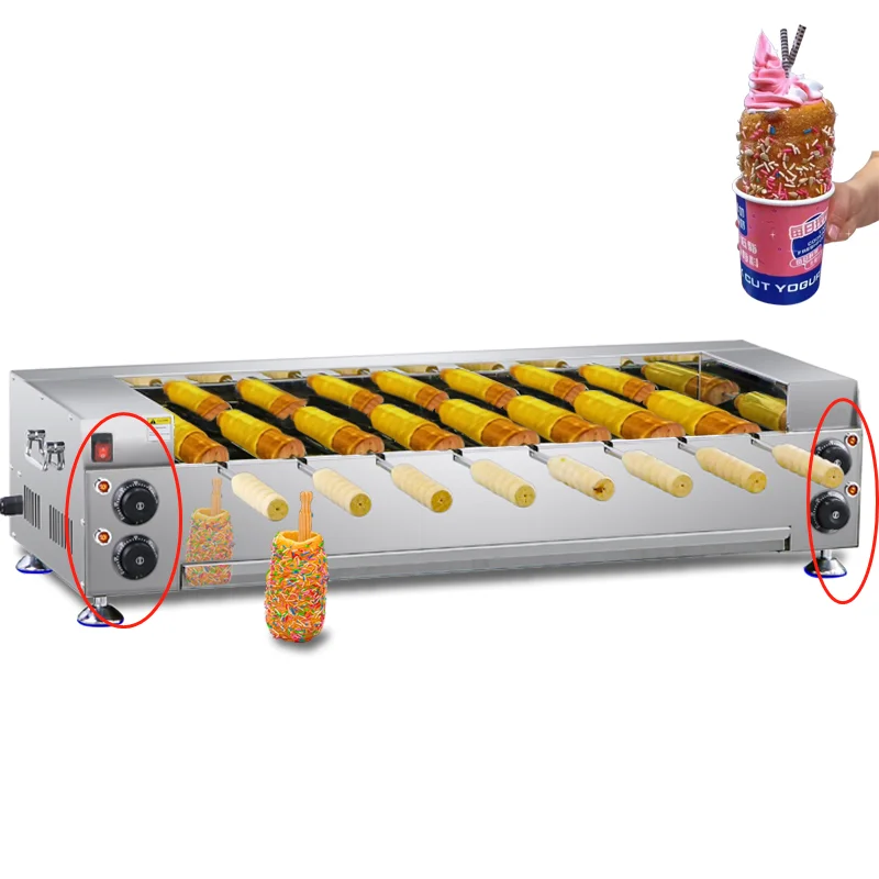 Electric/Gas Chimney Cake Kurtos Kalacs Machine Donut Doughnut Ice-Cream Cone Maker Hungary Trdelnik Chimney Bread Roll Machine