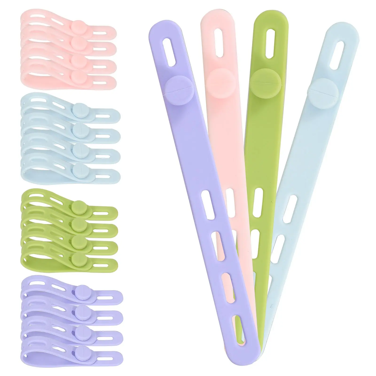 

20pcs Black10 White10 Silicone Cable Ties Reusable Wire Organizer Cord Holder Zip Ties Home Office Desk Data Cables Earphone