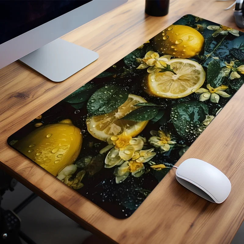 

Fresh Lime with Yellow Flower Mouse Pad Computer Desk Mat Keyboard Pad Non-Slip Gift for Friends Teen Girlfriend Boyfriend