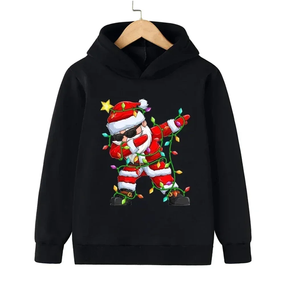 

Autumn and winter Christmas Santa Claus pattern printed children's hoodie boys and girls sweatshirt long-sleeved warm pullover