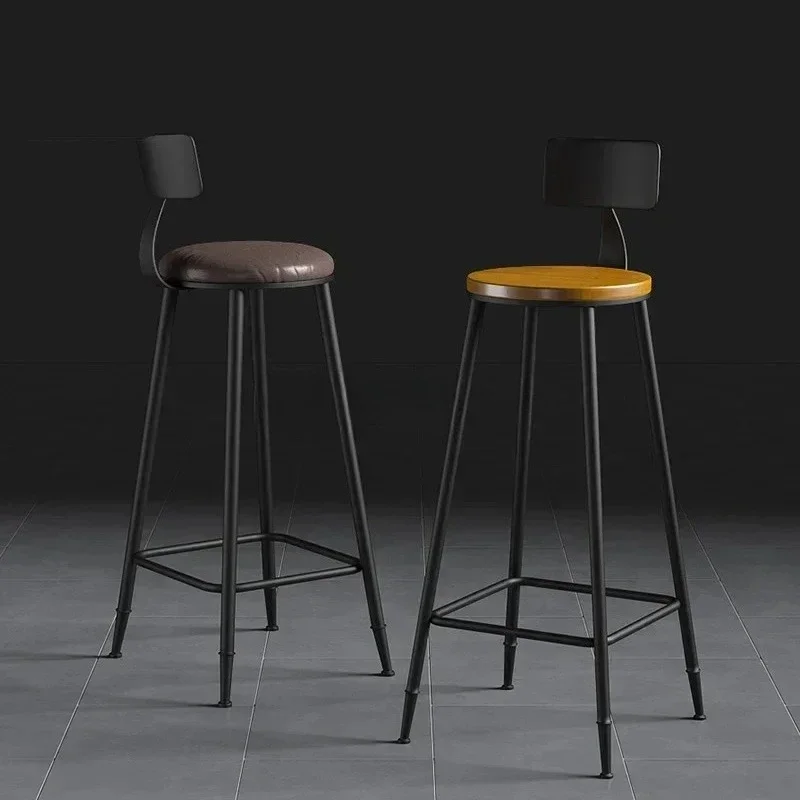 

American Modern Minimalist Bar Stools Solid Wood Home Iron Luxury Round High Chair Tabourets De Bar Metal Accessories Furniture