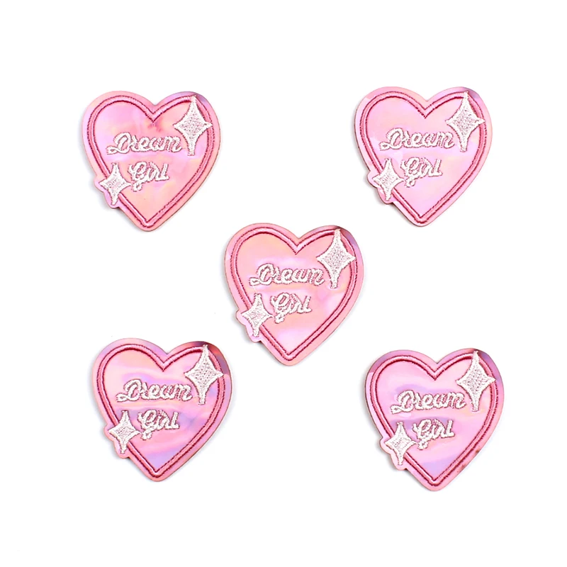 10pcs Cartoon Pink Dream Girl Patches Iron On Stickers For Clothes DIY Fabric Appliques Sew On Clothing Jackets Clothing Badge