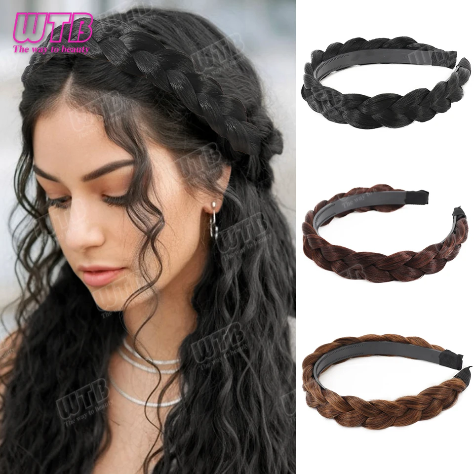 

Synthetic Braid Wig Headband Hair Black French Braid Fake Braid Headband Fashion Lady Braided Hair Wig Ornament Braided Hair