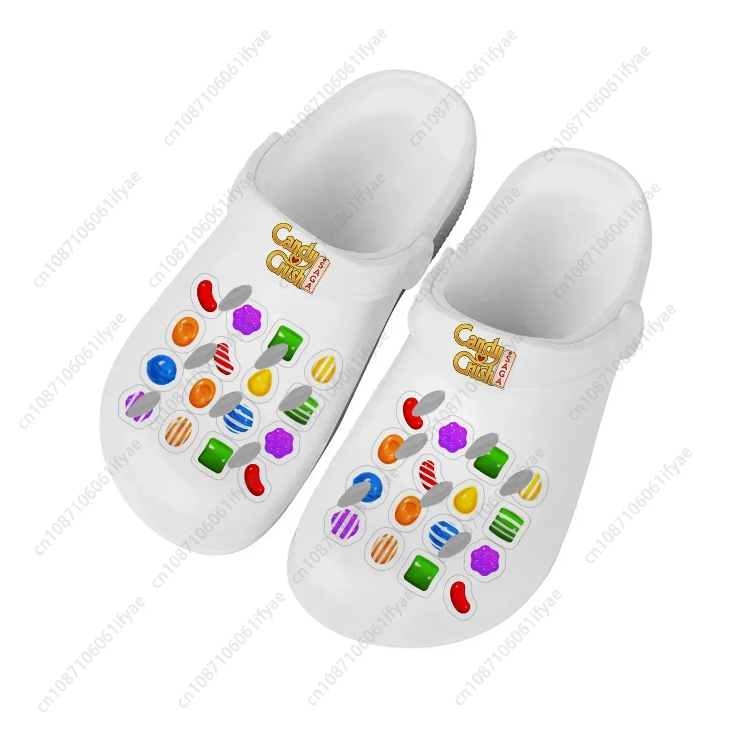 

Сабо-шлепанцы Candy Crush Saga с мультяшным дизайном для мужчин, женщин и подростков, модные, с индивидуальным дизайном, водонепроницаемые, для сада и пляжа, с отверстиями, сандалии