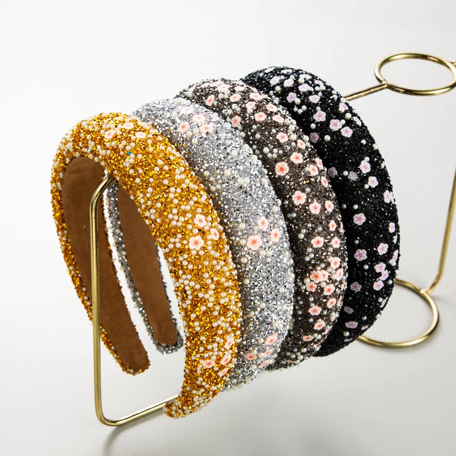 Hot-selling high cranial top sponge headband women's fashion wide edge simple flower headband personalized hair accessories whol
