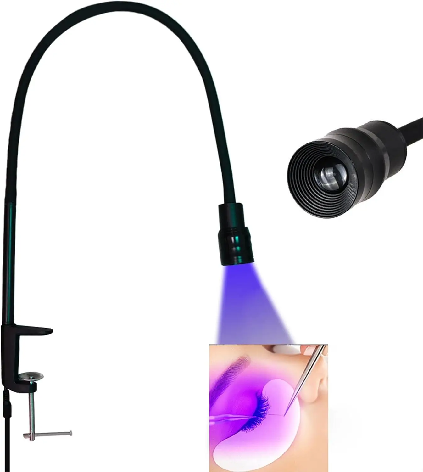 

Светодиодная настольная лампа для ресниц мощностью 10 Вт с педальным переключателем, для наращивания ресниц, отверждения клея для ногтей, регулируемая фокусировка света