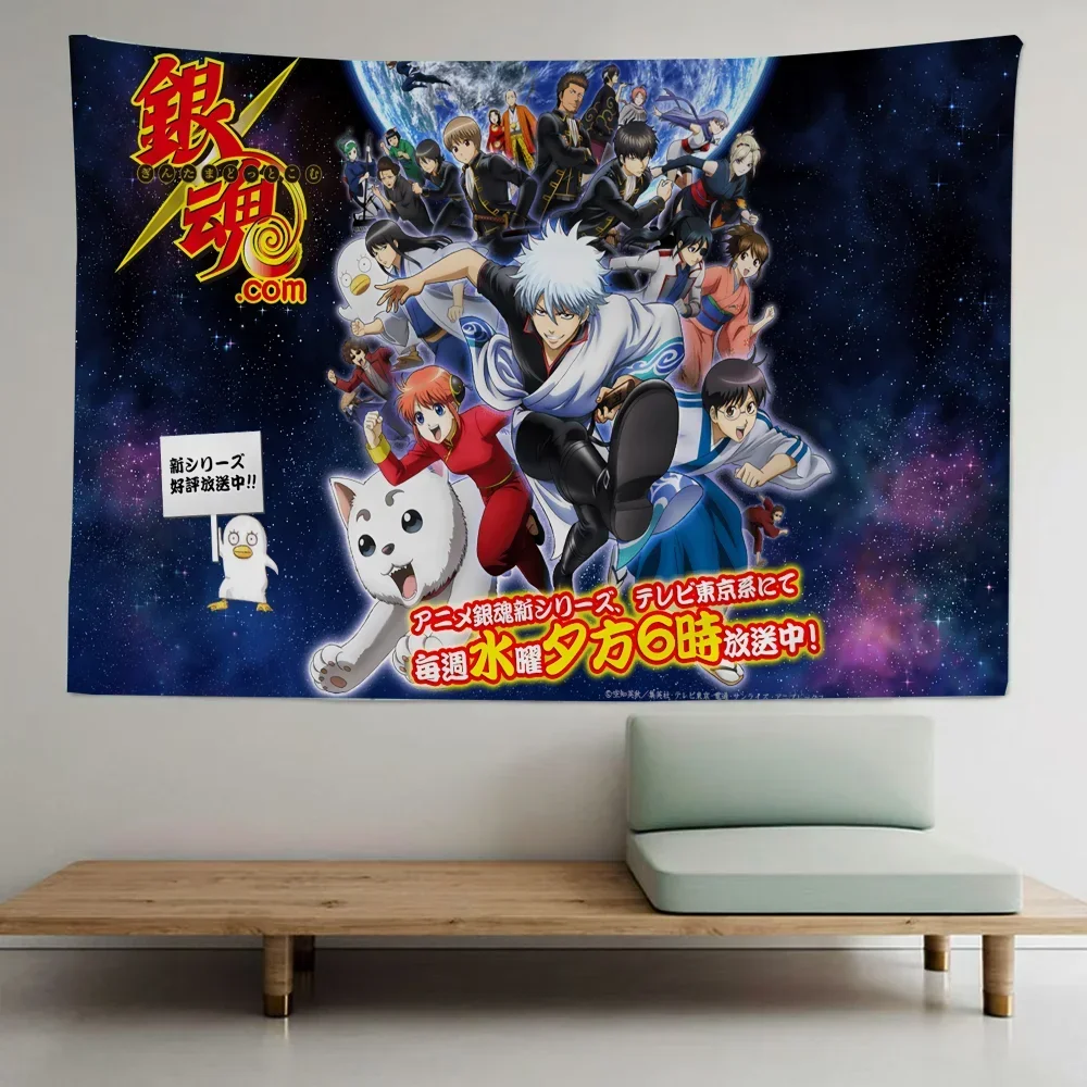 جينتاما مطبوعة كبيرة نسيج الجدار شنقا التارو الهبي جدار السجاد النوم ديكور المنزل #4