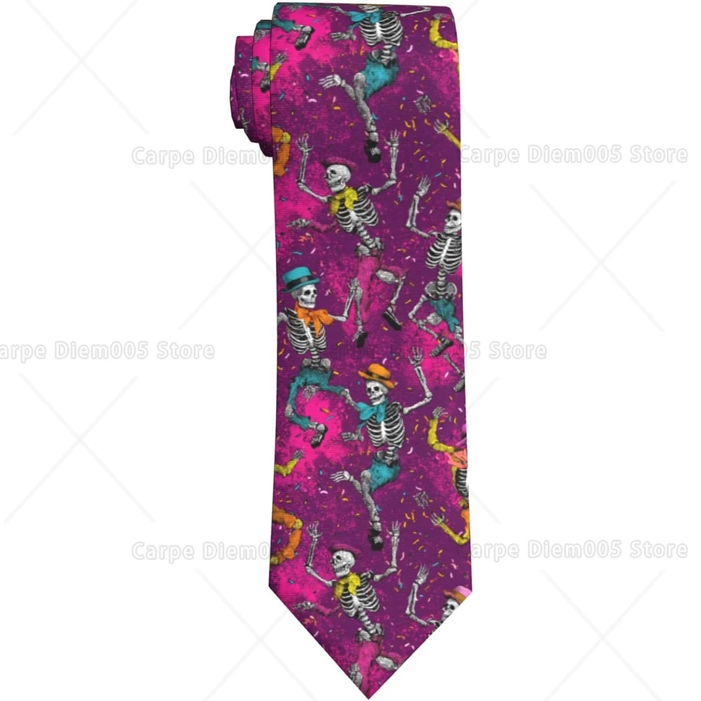 

Dancing Skeleton Men'S Tie Funny Casual Neckties for Men Holiday Season Party Gifts Unisex Print Soft