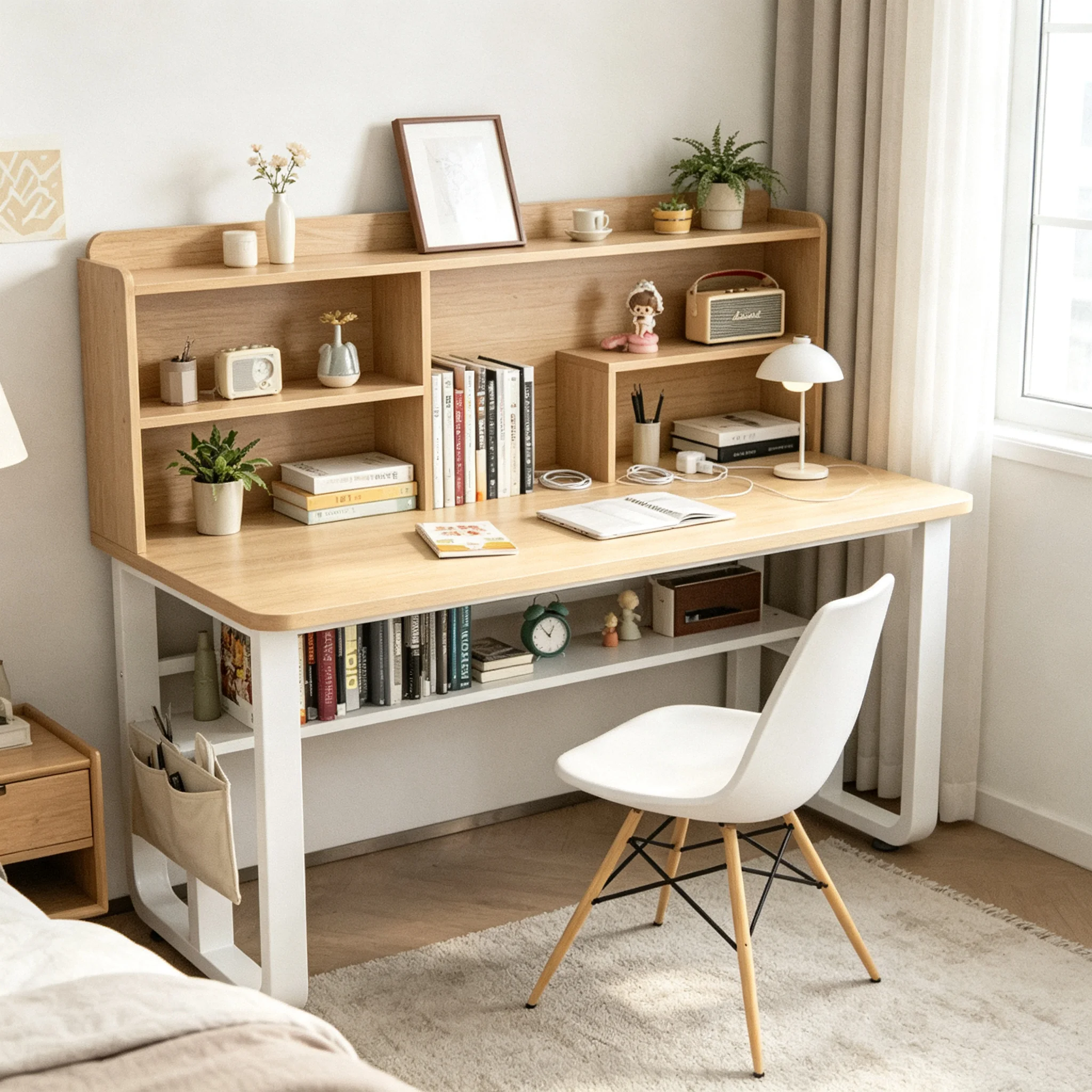 AOLIVIYA Integrated PC Gaming Desk Office Study Table Bookshelf Writing Student Home Simple Desktop