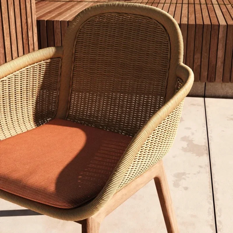 โซฟากลางแจ้งหรูหราไม้โซฟาลานโรงแรมไม้สักชุดเฟอร์นิเจอร์สวน