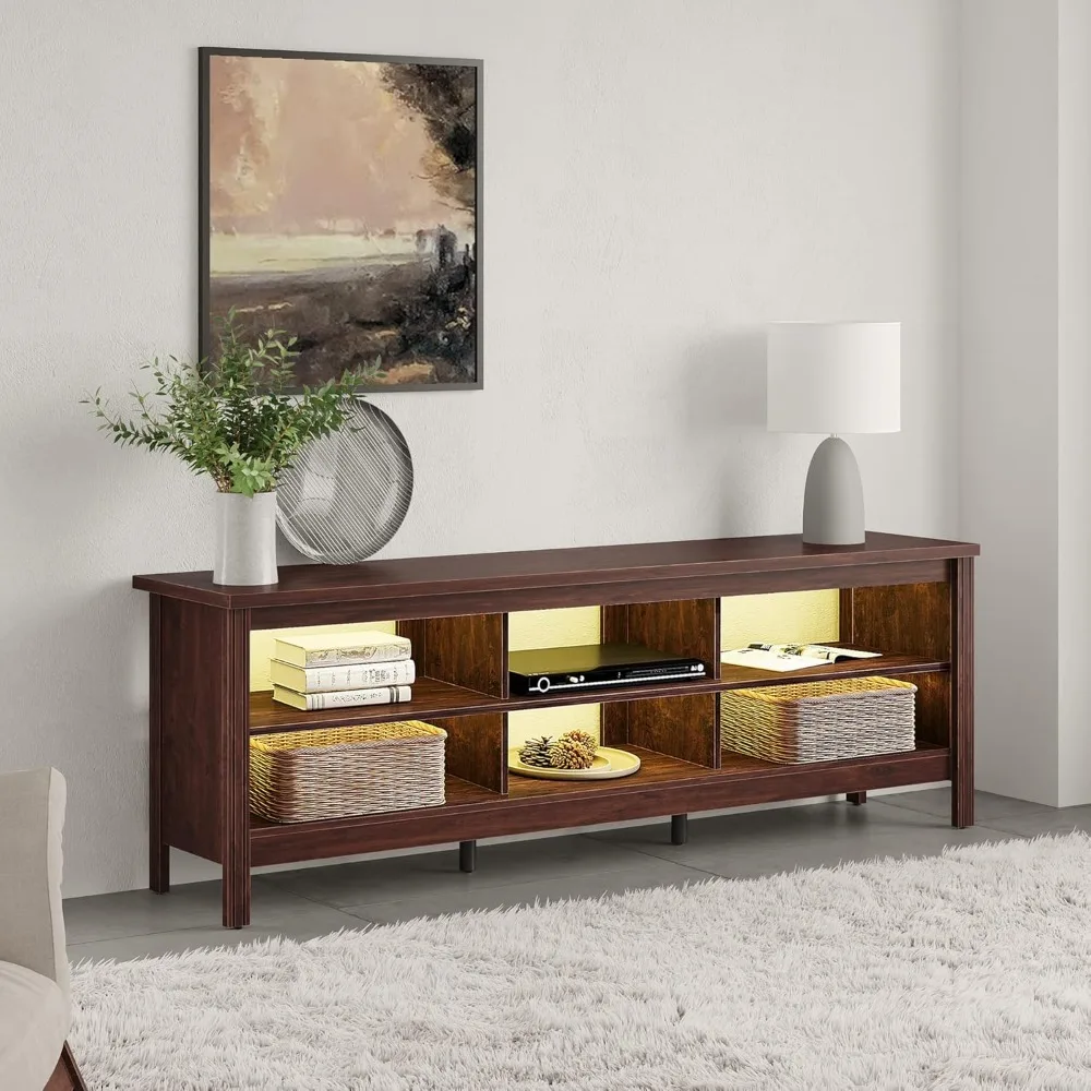 حامل تلفزيون المزرعة لتلفزيون 75 بوصة مع 16 لونًا بإضاءة LED، ومركز ترفيه LED لتلفزيون 65+ بوصة، وحوامل تلفزيون #3