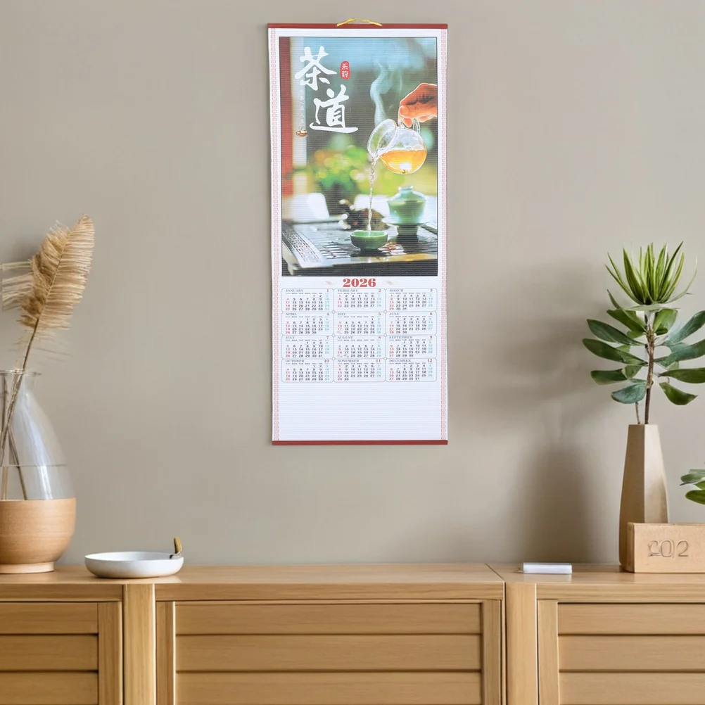 

2Pcs Chinese Wall Calendar 2026 Year of The Horse Lunar Calendar New Year Hanging Scroll Monthly Planner Spring Festival