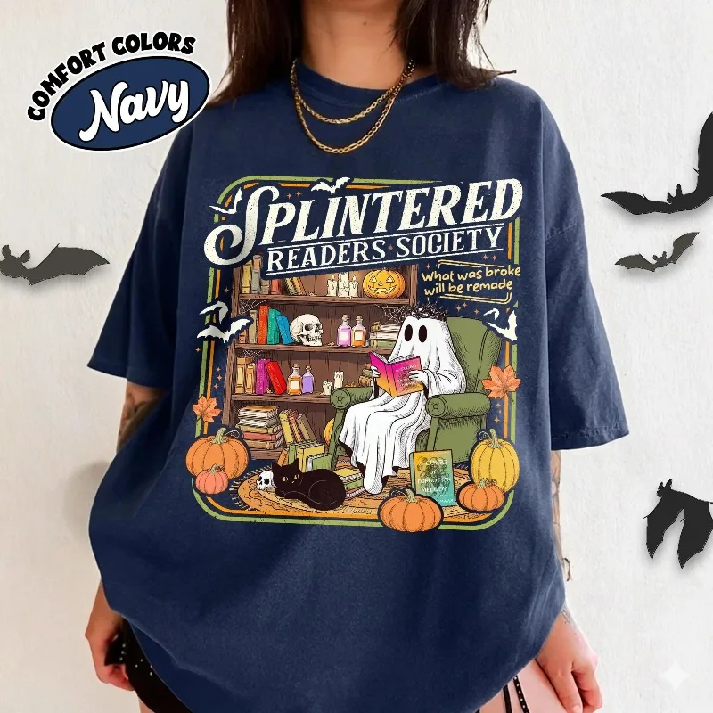 Autumn New Base Shirt Unisex T-shirt Acotar Ghost Reader Shirt, Spooky Bookshelf Halloween Tee, Nesta Archeron Book Lover Gift