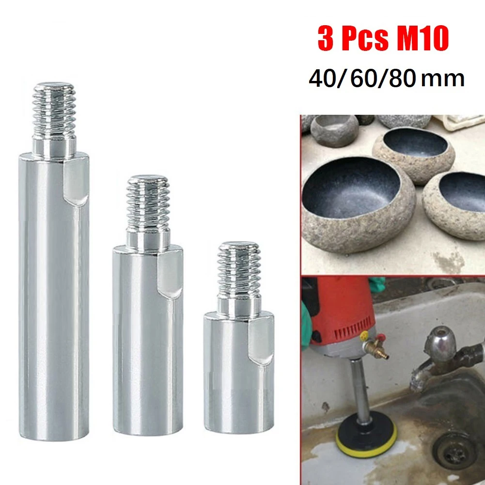 3pcs Angle Grinder Polisher Extension Connecting Rod M10 Thread Adapter Shaft For Grinding Connection Adapter Power Tool
