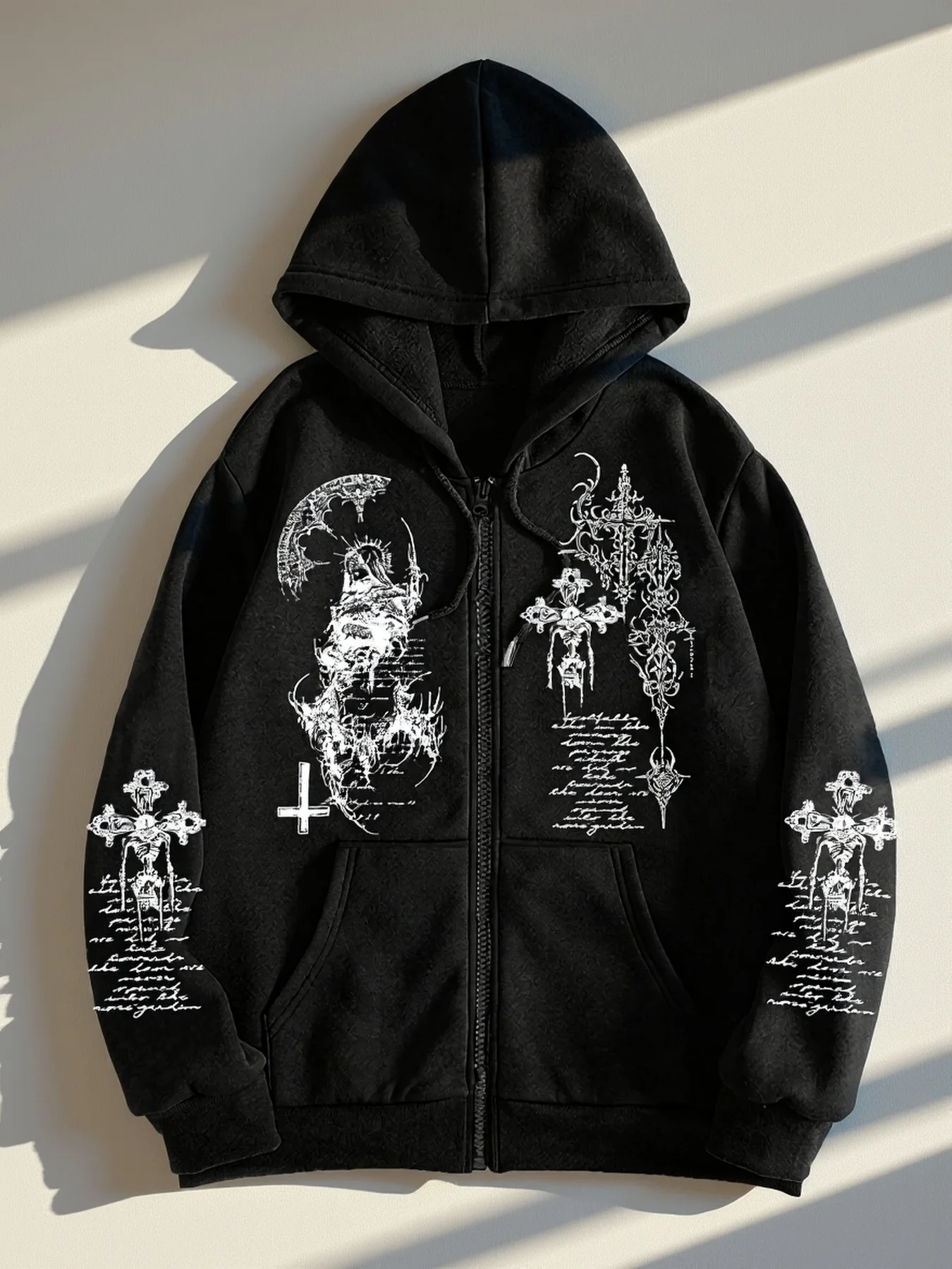 Felpa con cappuccio e zip da uomo con stampa Gothic Dark Angel, la scelta perfetta per lo streetwear alla moda in occasioni casual
