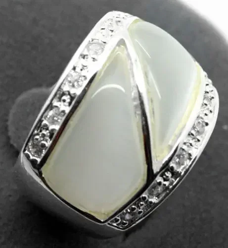 22 * 16 mm RARE natural clear white opals 925 silver men's Women's rings size 7/8/9/10