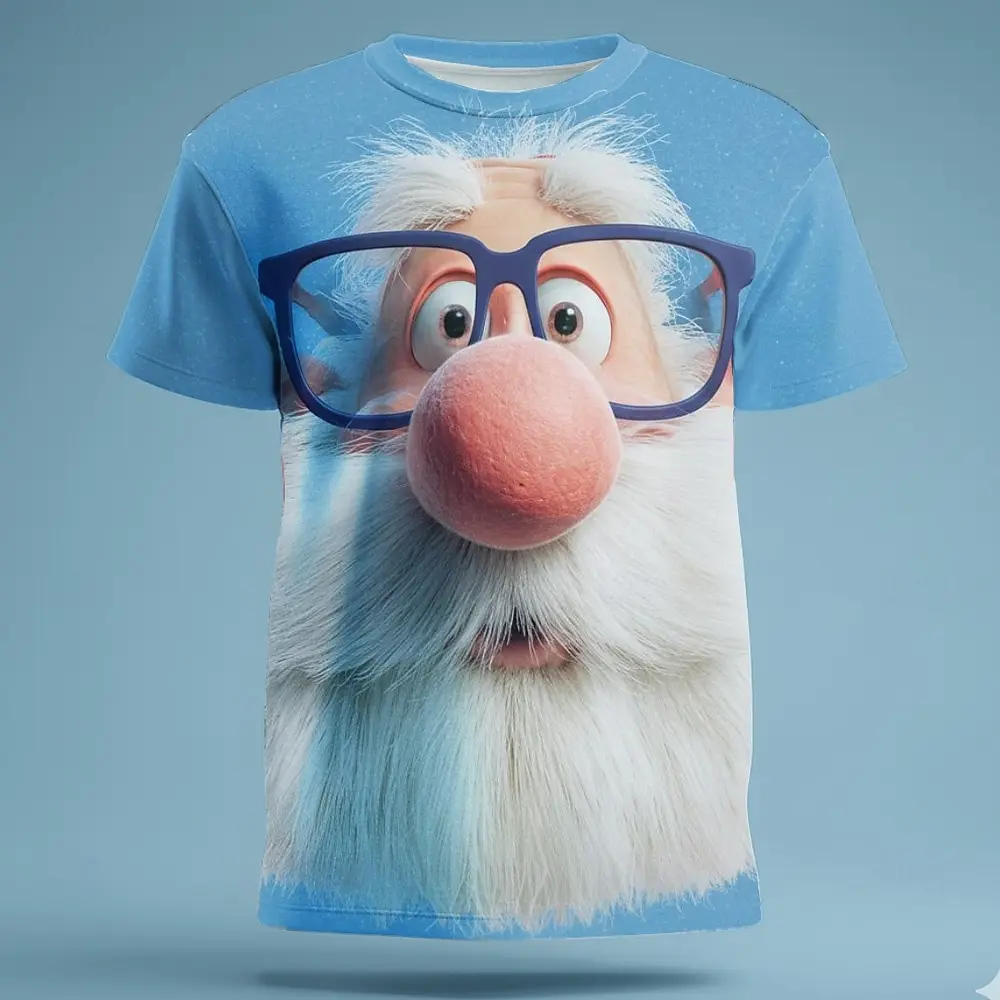

3D Big Nose Old Man Print Men's Women's T-Shirt Fashion Creative Personality Short Sleeve Tees Christmas Theme Casual O-Neck Top
