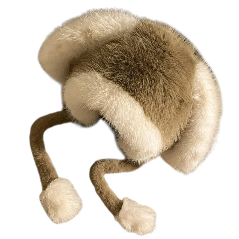 Rabbits Ears Hat Funny Plush Hat Unisex Animal Ears Flap Hat Softable Warm Hat for Girls and Ladies image 2