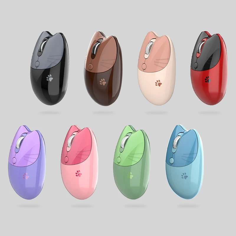 MOFii 1 Piece Dual-Mode Wireless Mouse, Gradient Cat Shape Cute Mouse, Bluetooth & 2.4G Silent Office Mouse,Battery Not Include
