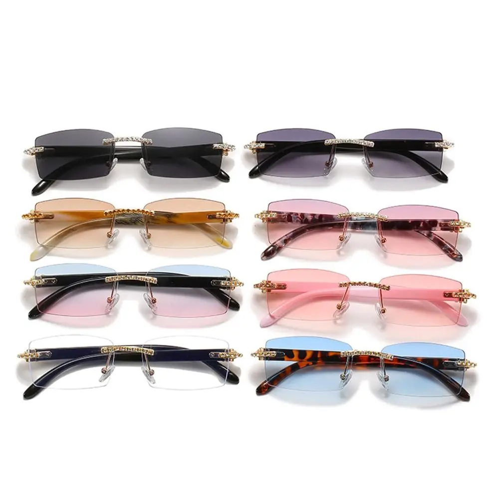 Gradient Punk Sunglasses Fashion UV400 Rectangle Sun Glasses Frameless Eyewear for Women & Men