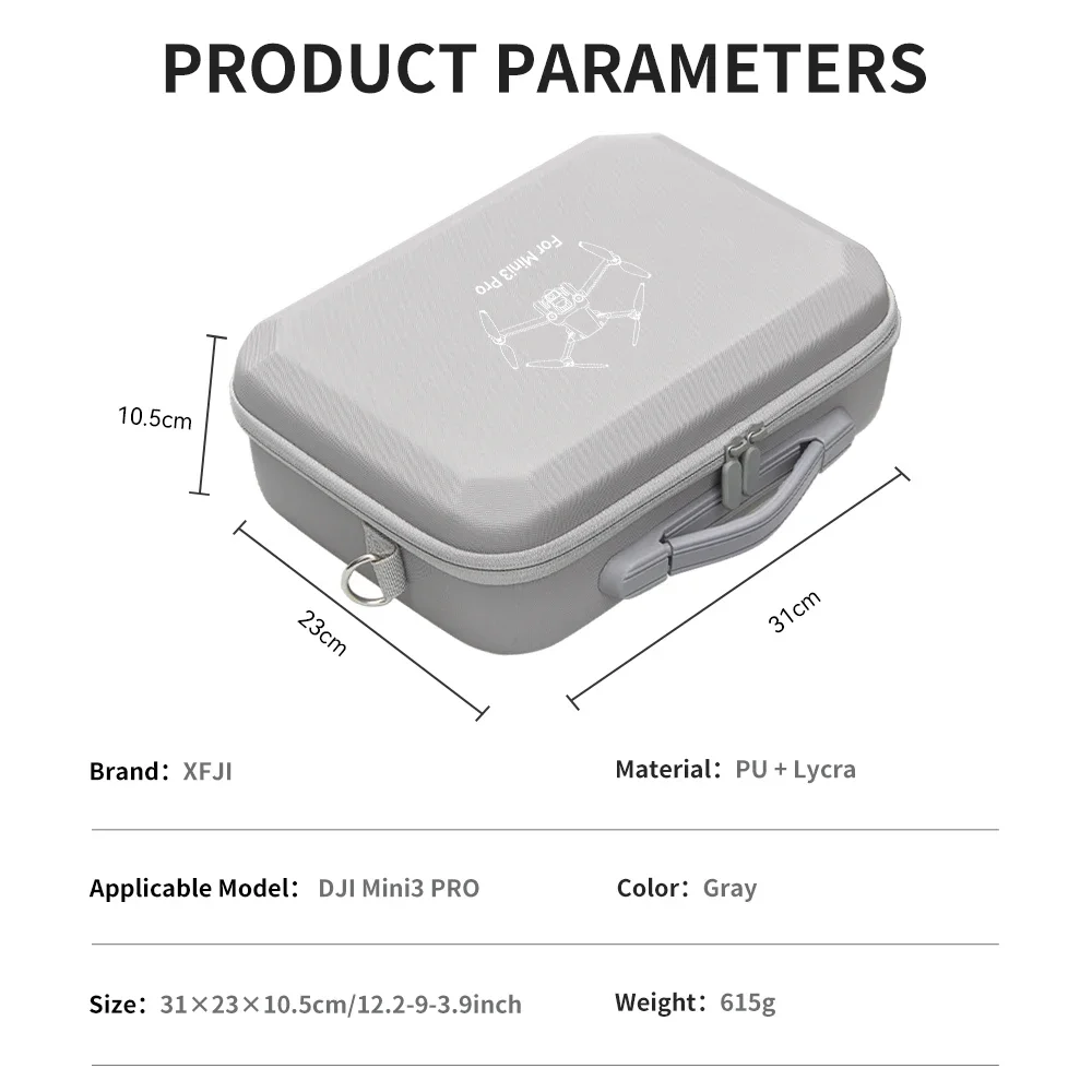 Xfji maleta de transporte portátil para dji mini 3 pro caixa de armazenamento para dji mini 3 pro voar mais kits acessórios sacos de drone à prova de respingos