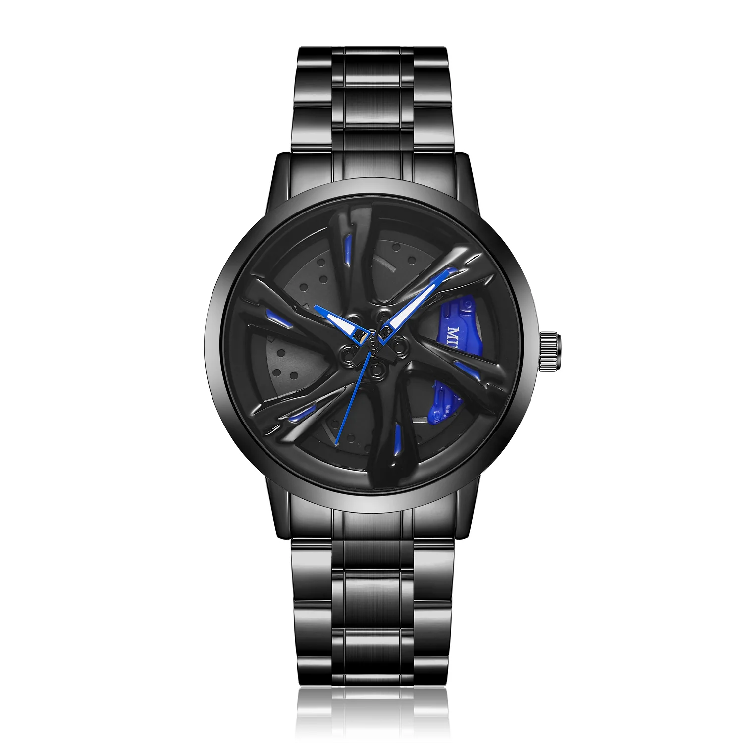 

New Trendy Cool Fashion Racing Wheel Dial Design Watch Sport Luminous Waterproof Steel Strip Men's Quartz Watches