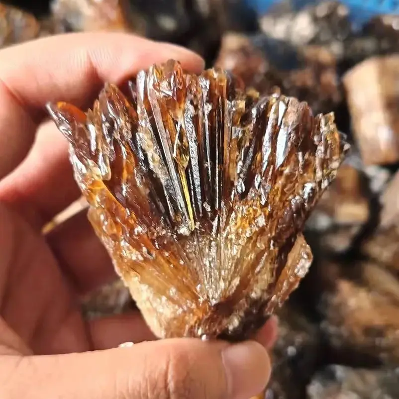 

Natural yellow amber calcite raw stone crystals cluster gemstone collection of rough mineral specimens healing crystal 1pc