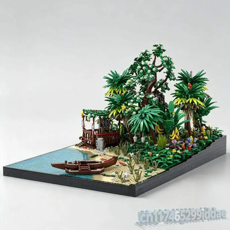 4610PCS Tropical Coral Reef Island Extension Building Blocks Landscape Model Assembly Creative Display Collection Festival Gift