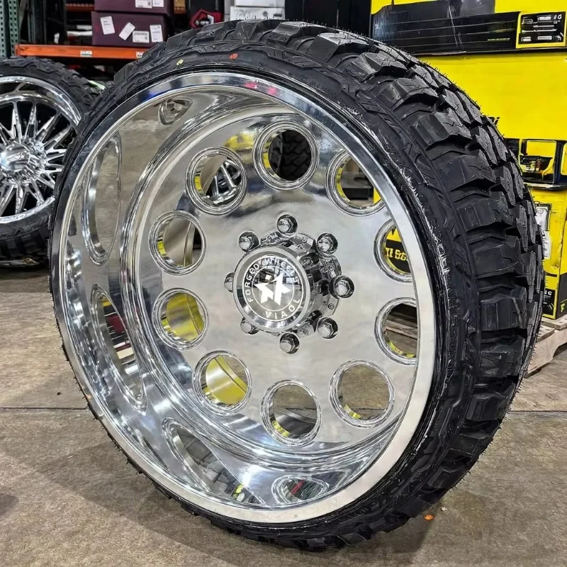 【2026】Viaol Monoblock Forged Super Single Wheels 24x14J ET-76 26x16J ET-101 8x170 Full Polished Round Hole Rims For Ford Super D