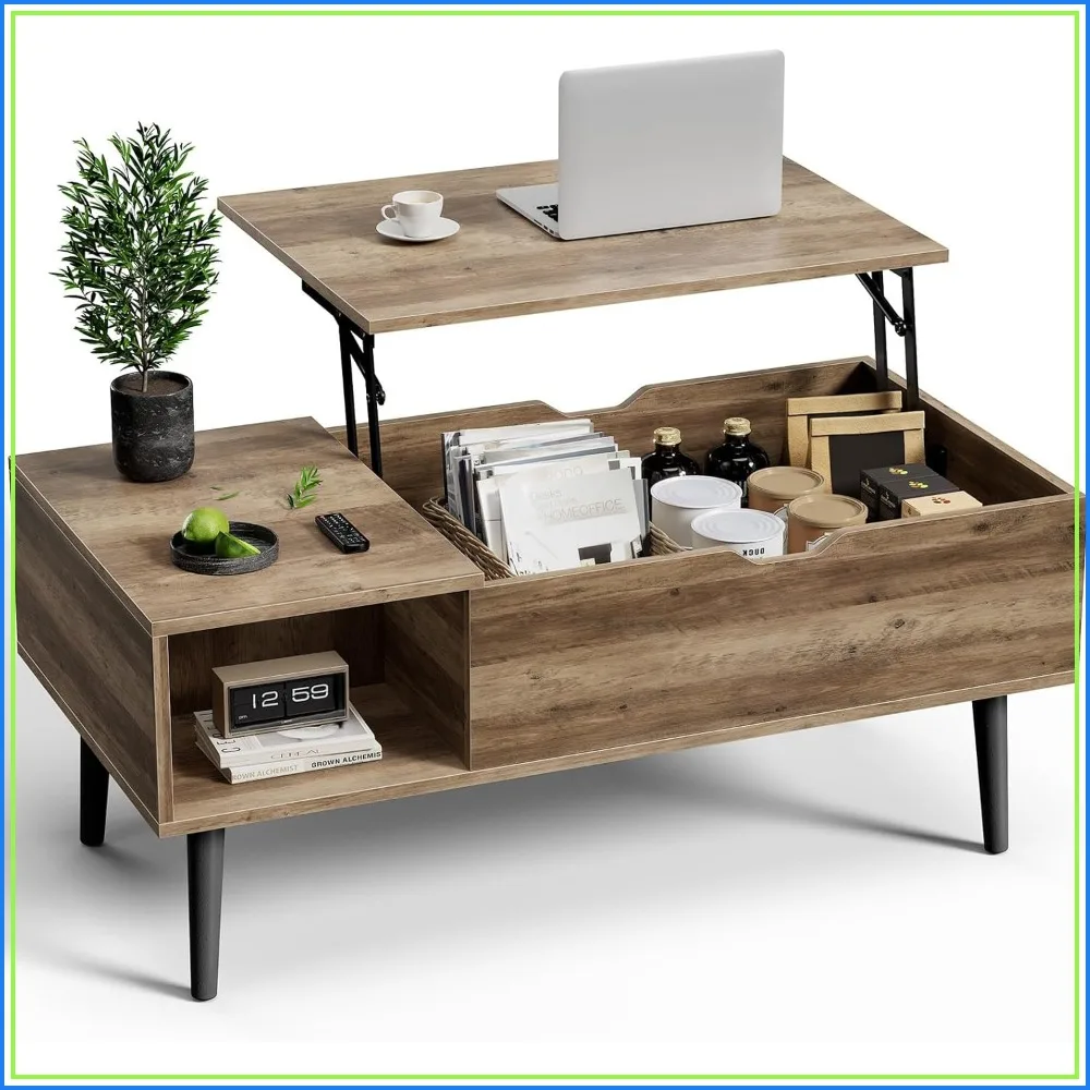 

Lift Top Coffee Table with Hidden Storage & Shelf, Grey