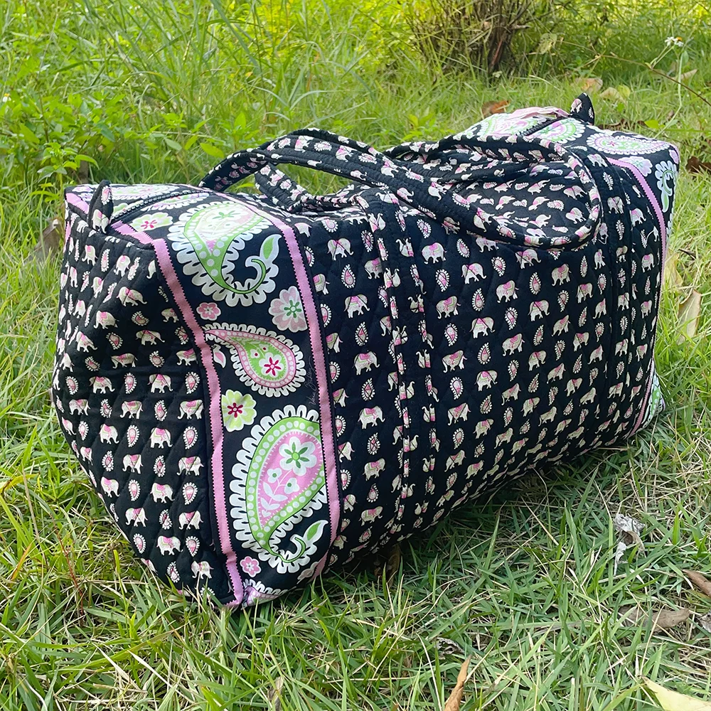 Sac de voyage pliable en coton à clip de fleur fragmenté classique, sac à bagages, grande capacité, pur, original, remboursable