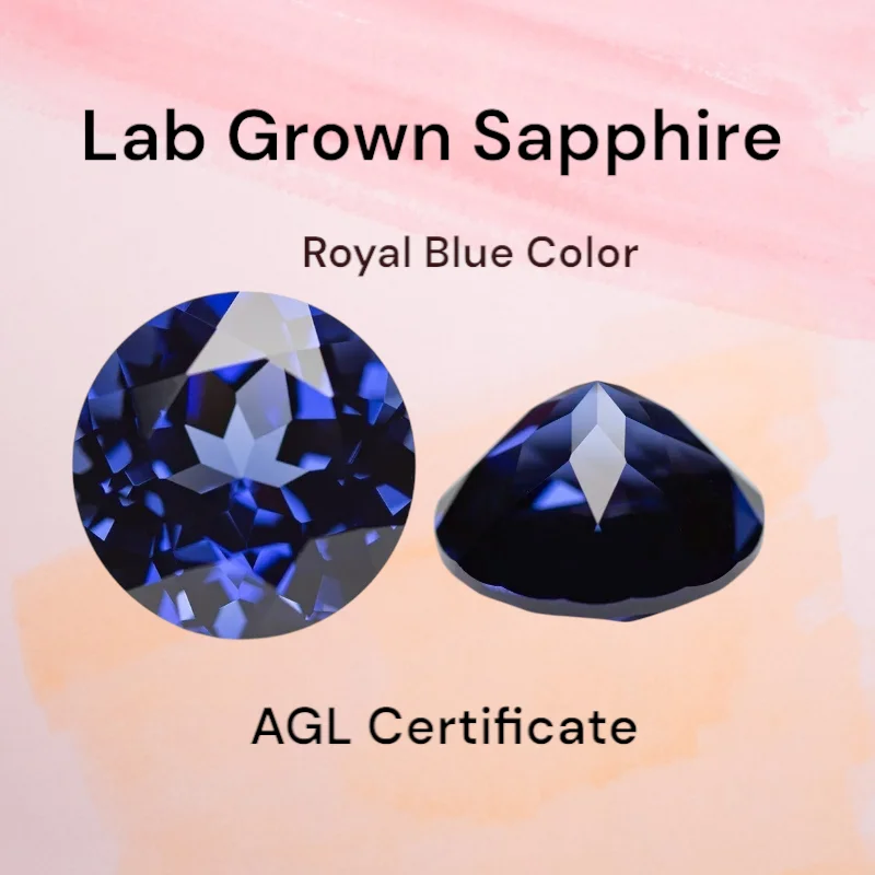 

New Lab Grown Sapphire Round Cut Royal Blue Color Charm Gemstone for DIY Ring Necklace Main Materials Selectable AGL C