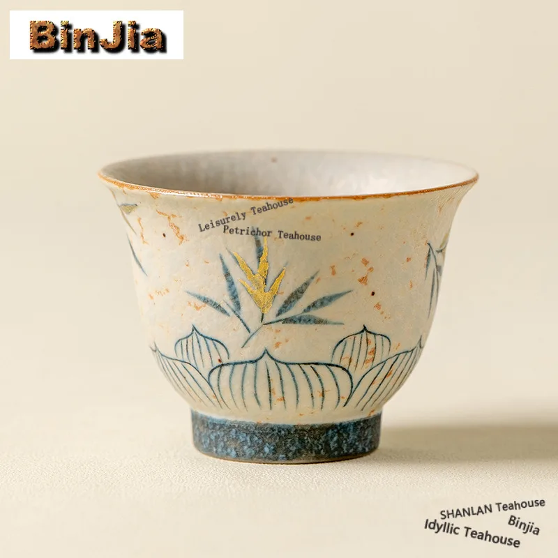 

80ml Hand-painted Lotus Teacup Japanese Tea Bowl Single Cups Tea-tasting Meditation Cup Chazhan Master Cups Puer Household Craft